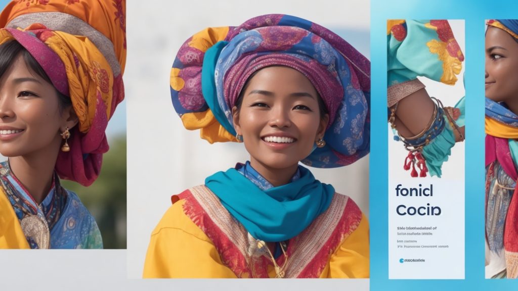 An woman in traditional tribe smiling while making content marketing